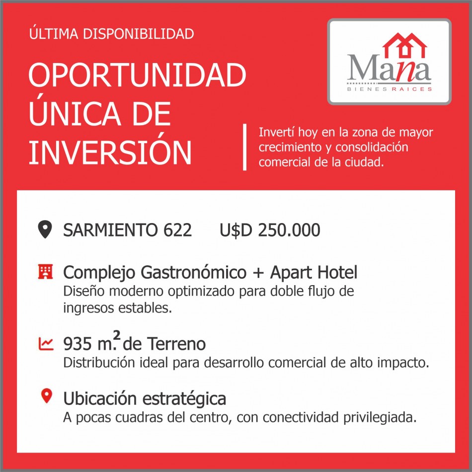 Lote en venta Proyecto Comercial Sarmiento 622