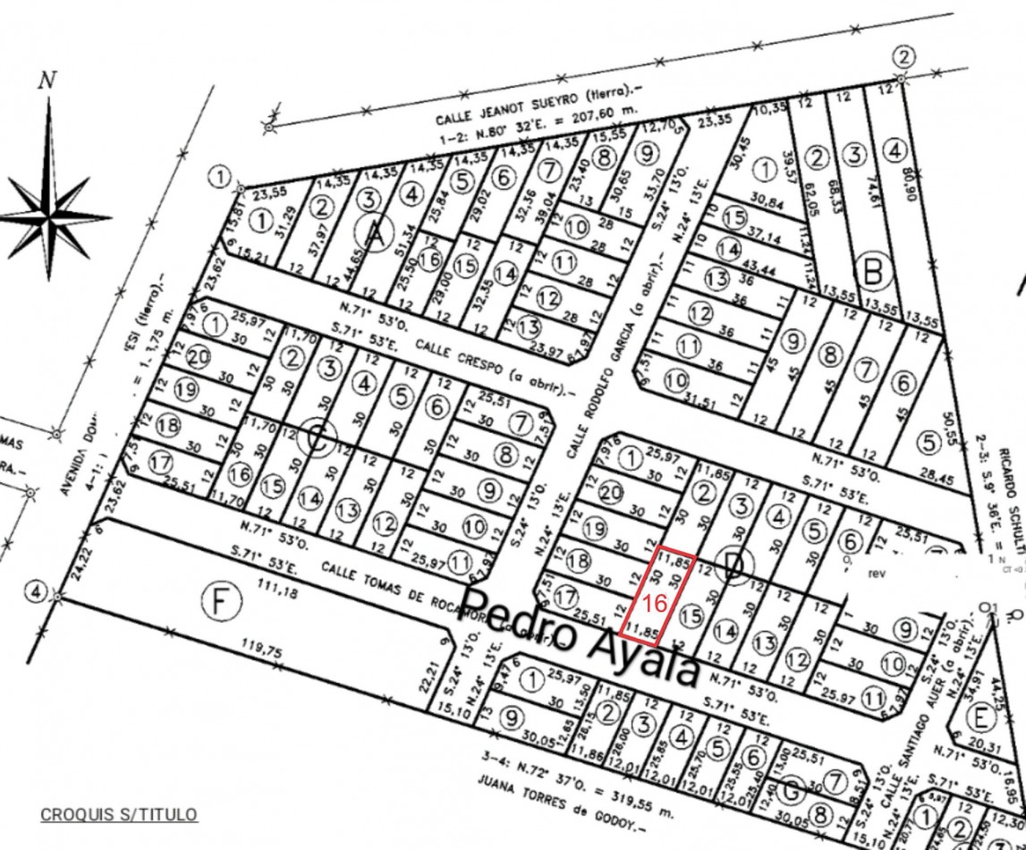 Lote en venta Pedro Ayala entre Garcia y Auer