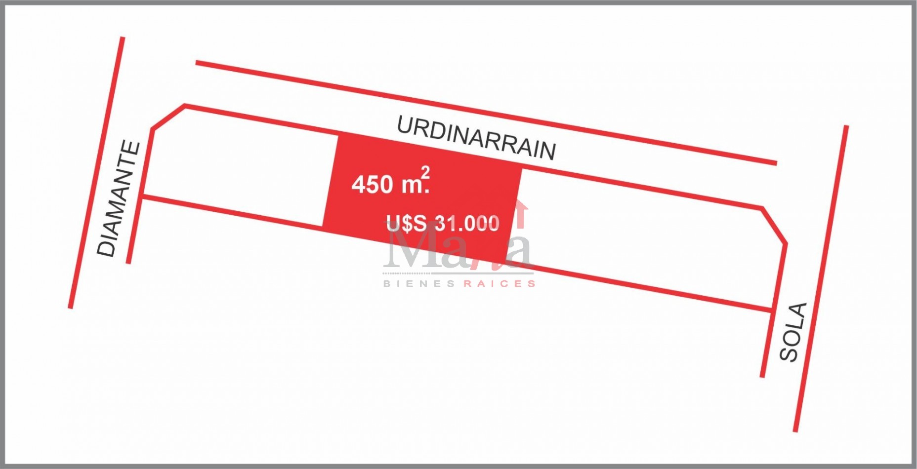 Terreno en venta Urdinarrain entre Diamante y Sola 450 metros